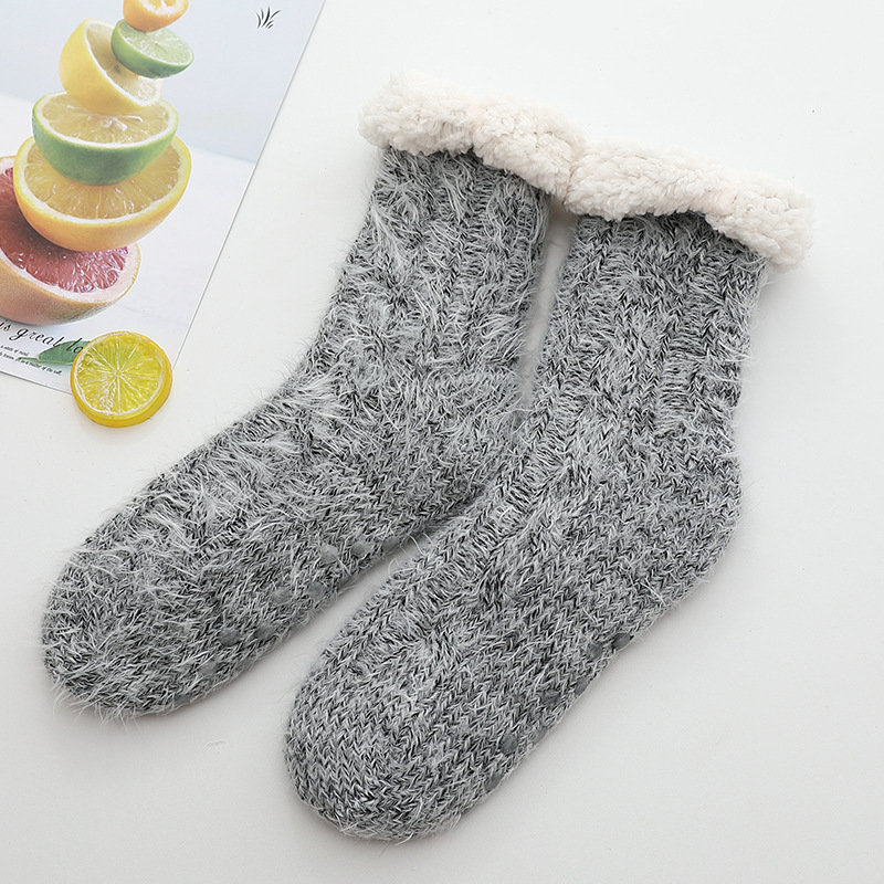 Autumn Winter Plus Velvet Thick Socks Children Socks Thick Cotton Socks Ladies Medium Long Crew Warm Floor Socks Fluffy Fuzzy Socks